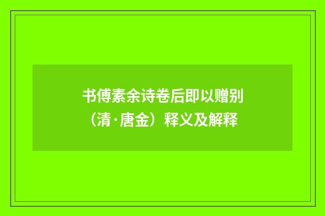 书傅素余诗卷后即以赠别（清·唐金）释义及解释