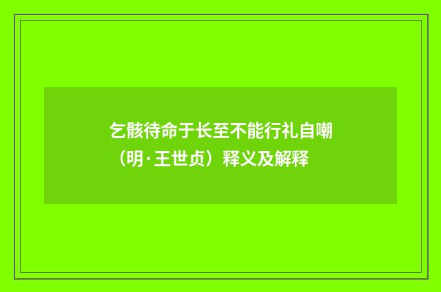 乞骸待命于长至不能行礼自嘲（明·王世贞）释义及解释