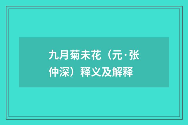 九月菊未花（元·张仲深）释义及解释