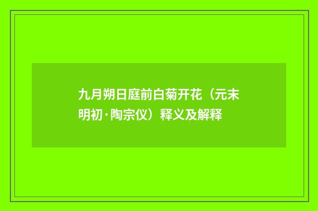 九月朔日庭前白菊开花（元末明初·陶宗仪）释义及解释