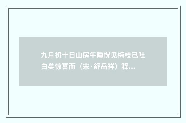 九月初十日山房午睡恍见梅枝已吐白矣惊喜而（宋·舒岳祥）释义及解释