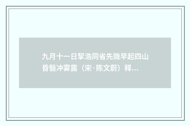 九月十一日挈浩同省先陇早起四山昏翳冲雾露（宋·陈文蔚）释义及解释