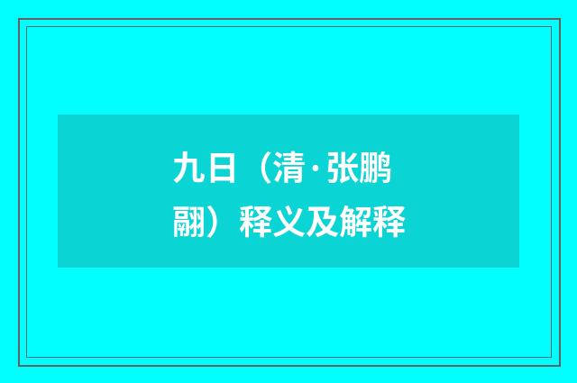 九日（清·张鹏翮）释义及解释