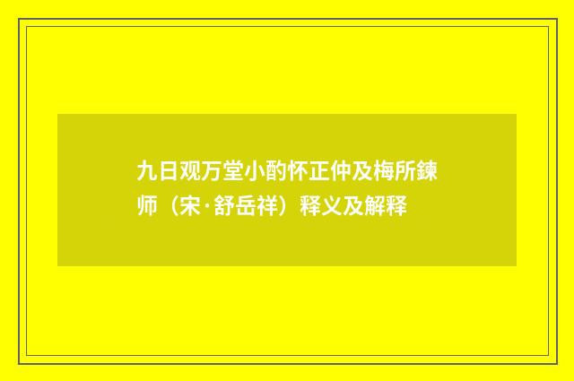 九日观万堂小酌怀正仲及梅所鍊师（宋·舒岳祥）释义及解释