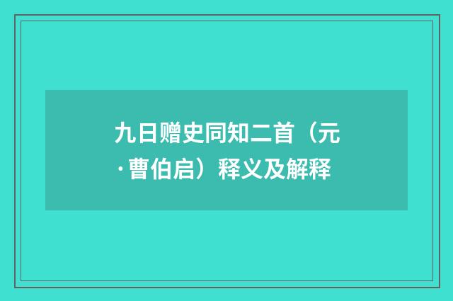 九日赠史同知二首（元·曹伯启）释义及解释