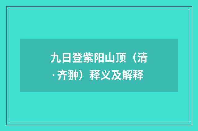 九日登紫阳山顶（清·齐翀）释义及解释