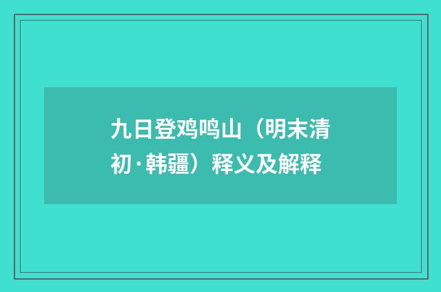 九日登鸡鸣山（明末清初·韩疆）释义及解释