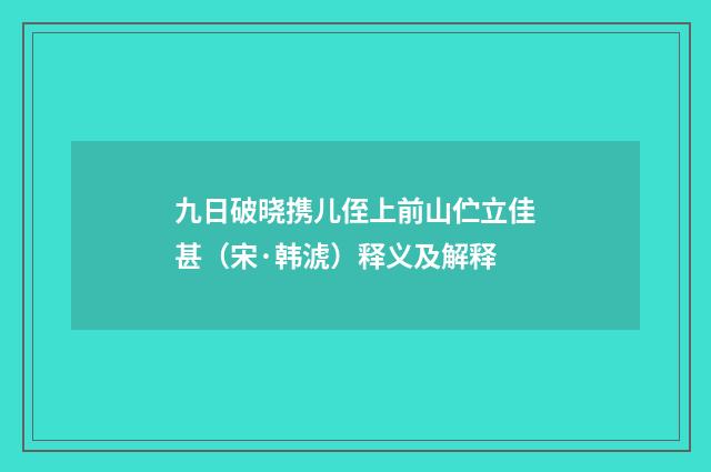 九日破晓携儿侄上前山伫立佳甚（宋·韩淲）释义及解释