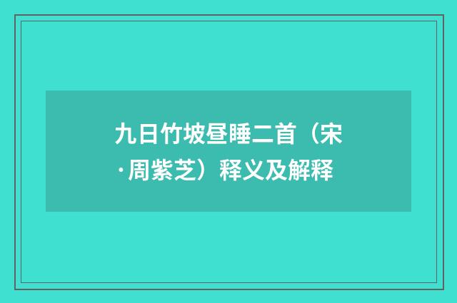 九日竹坡昼睡二首（宋·周紫芝）释义及解释