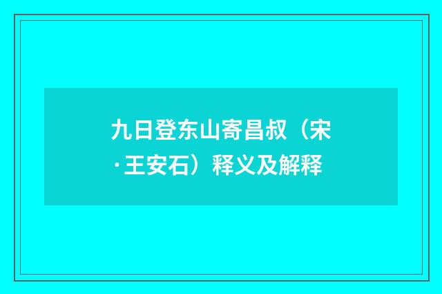 九日登东山寄昌叔（宋·王安石）释义及解释