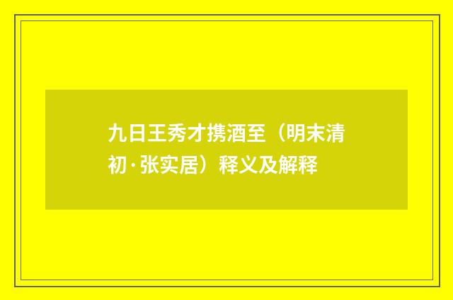 九日王秀才携酒至（明末清初·张实居）释义及解释