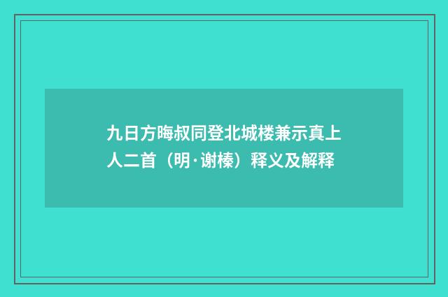 九日方晦叔同登北城楼兼示真上人二首（明·谢榛）释义及解释