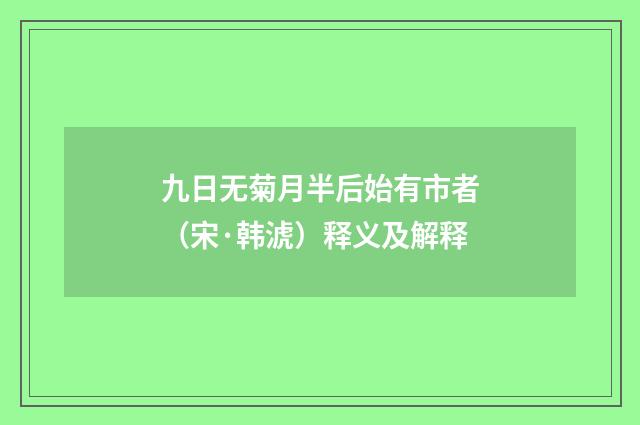 九日无菊月半后始有市者（宋·韩淲）释义及解释