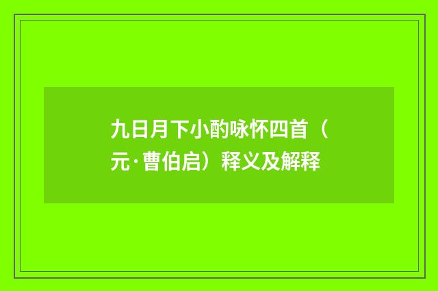 九日月下小酌咏怀四首（元·曹伯启）释义及解释