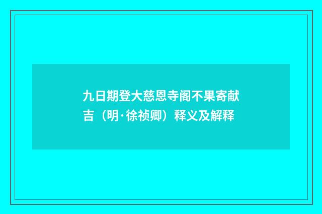 九日期登大慈恩寺阁不果寄献吉（明·徐祯卿）释义及解释