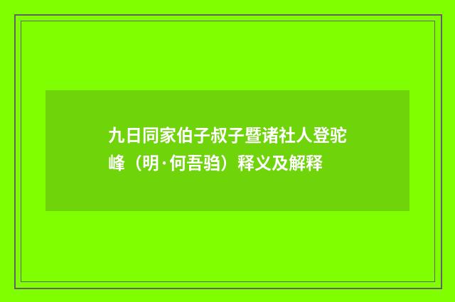 九日同家伯子叔子暨诸社人登驼峰（明·何吾驺）释义及解释