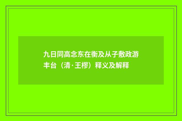 九日同高念东在衡及从子敷政游丰台（清·王樛）释义及解释
