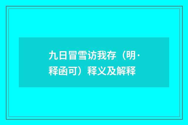 九日冒雪访我存（明·释函可）释义及解释