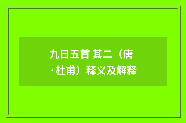 九日五首 其二（唐·杜甫）释义及解释