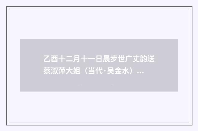 乙酉十二月十一日晨步世广丈韵送蔡淑萍大姐（当代·吴金水）释义及解释