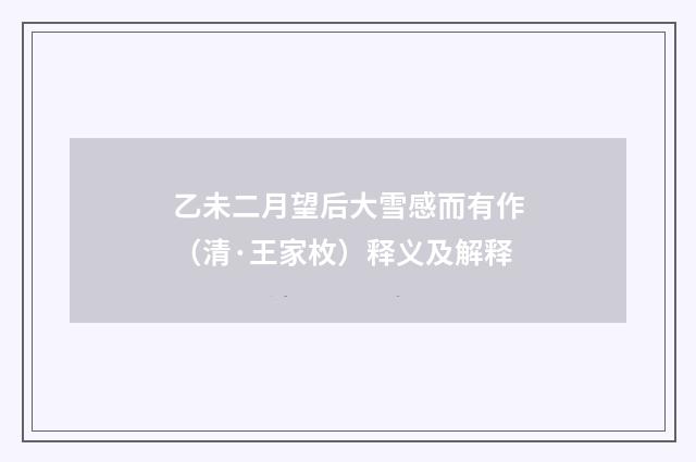 乙未二月望后大雪感而有作（清·王家枚）释义及解释
