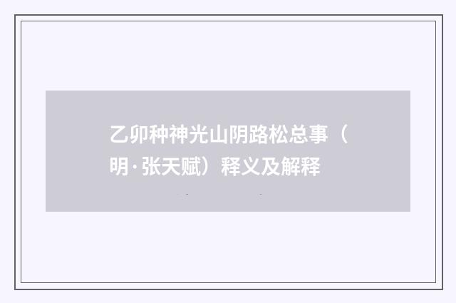 乙卯种神光山阴路松总事（明·张天赋）释义及解释
