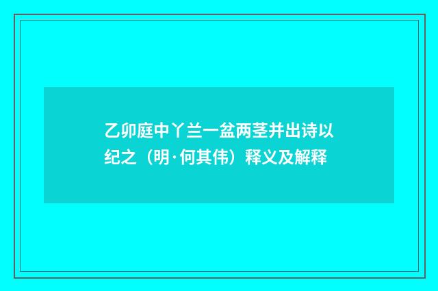 乙卯庭中丫兰一盆两茎并出诗以纪之（明·何其伟）释义及解释