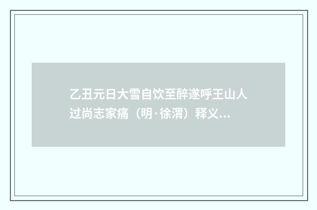 乙丑元日大雪自饮至醉遂呼王山人过尚志家痛（明·徐渭）释义及解释