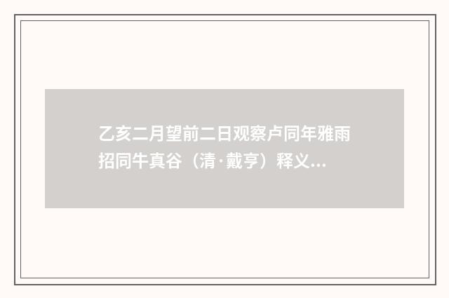 乙亥二月望前二日观察卢同年雅雨招同牛真谷（清·戴亨）释义及解释