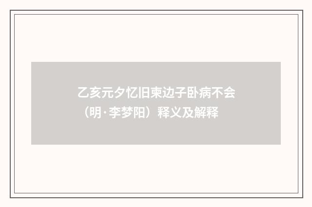 乙亥元夕忆旧柬边子卧病不会（明·李梦阳）释义及解释
