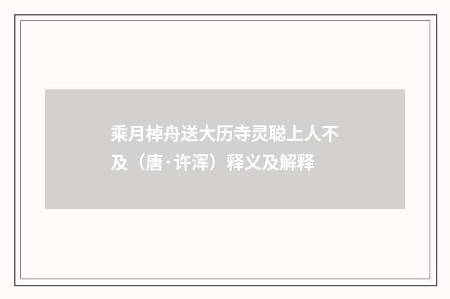 乘月棹舟送大历寺灵聪上人不及（唐·许浑）释义及解释