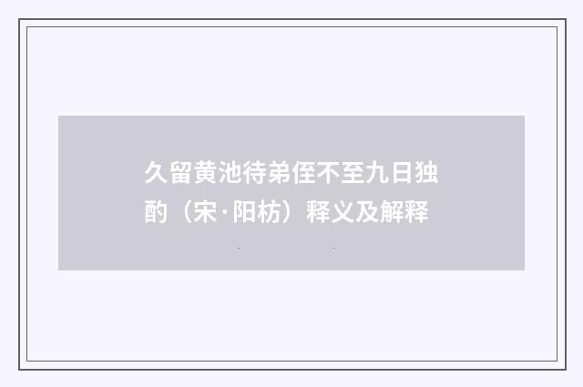 久留黄池待弟侄不至九日独酌（宋·阳枋）释义及解释