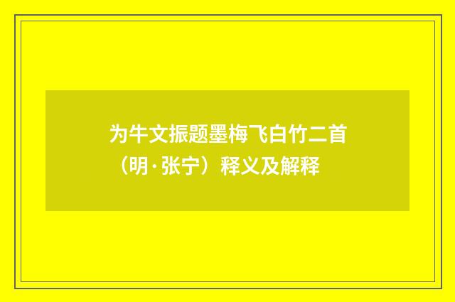 为牛文振题墨梅飞白竹二首（明·张宁）释义及解释