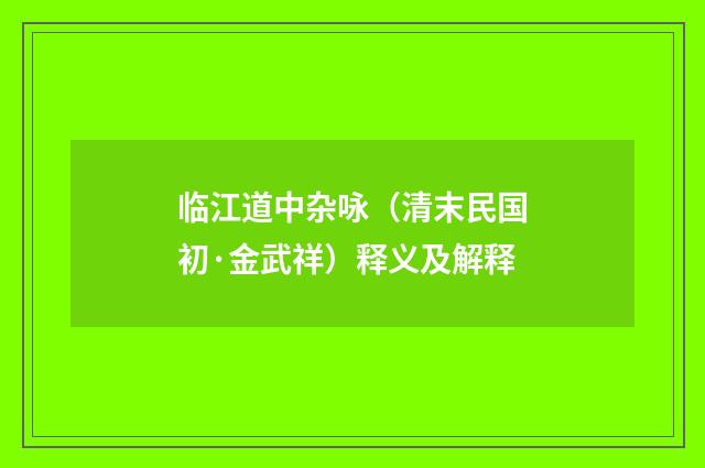 临江道中杂咏（清末民国初·金武祥）释义及解释