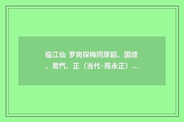 临江仙 罗岗探梅同厚韶、国颂、君忾、正（当代·陈永正）释义及解释