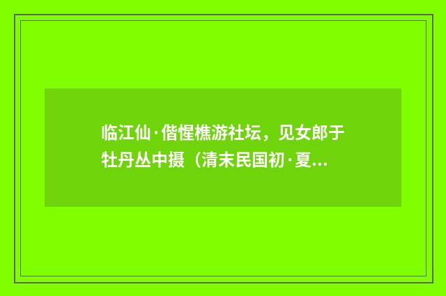 临江仙·偕惺樵游社坛，见女郎于牡丹丛中摄（清末民国初·夏孙桐）释义及解释