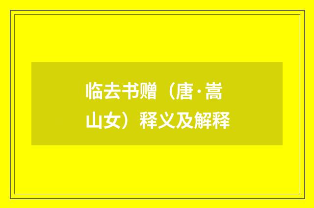 临去书赠（唐·嵩山女）释义及解释