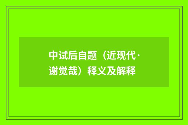 中试后自题（近现代·谢觉哉）释义及解释