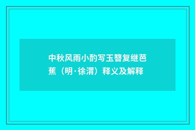 中秋风雨小酌写玉簪复继芭蕉（明·徐渭）释义及解释