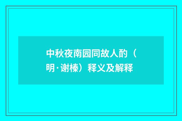 中秋夜南园同故人酌（明·谢榛）释义及解释