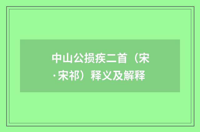 中山公损疾二首（宋·宋祁）释义及解释