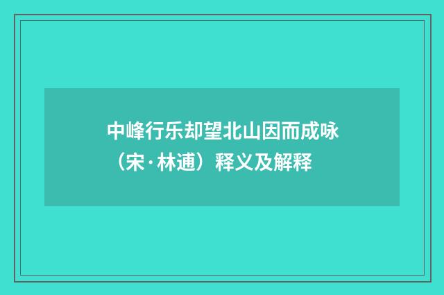 中峰行乐却望北山因而成咏（宋·林逋）释义及解释
