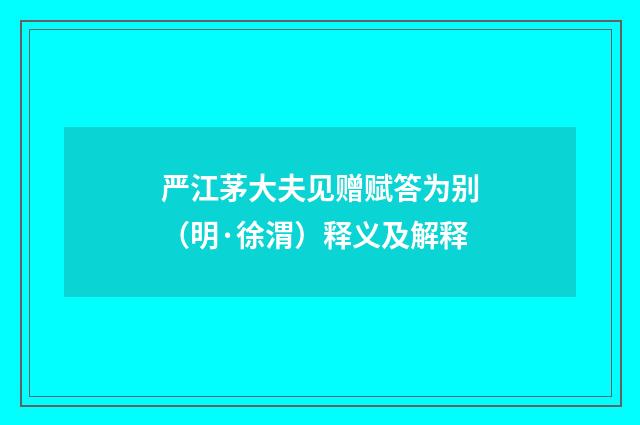 严江茅大夫见赠赋答为别（明·徐渭）释义及解释