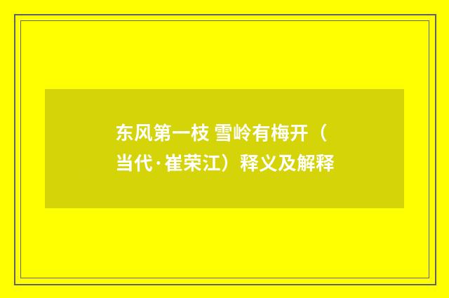 东风第一枝 雪岭有梅开（当代·崔荣江）释义及解释