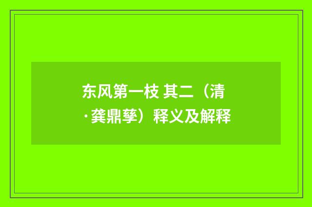 东风第一枝 其二（清·龚鼎孳）释义及解释