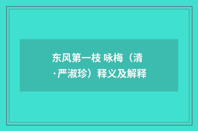 东风第一枝 咏梅（清·严淑珍）释义及解释