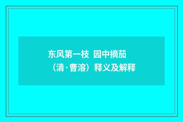 东风第一枝 园中摘茄（清·曹溶）释义及解释