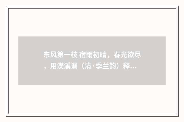 东风第一枝 宿雨初晴，春光欲尽，用渼溪调（清·季兰韵）释义及解释