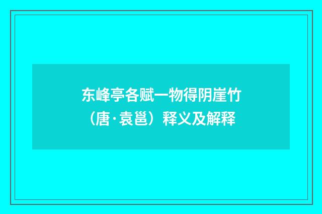 东峰亭各赋一物得阴崖竹（唐·袁邕）释义及解释
