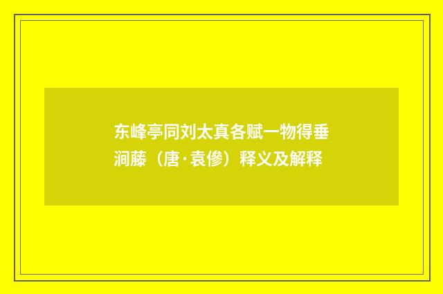 东峰亭同刘太真各赋一物得垂涧藤（唐·袁傪）释义及解释